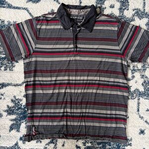 Y2K Quiksilver Men's Striped Polo Shirt MEDIUM